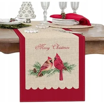 ubrus Vánoční dekorativní běhoun na stůl 183 cm s anglickým nápisem