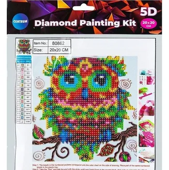 Obraz Diamantová mozaika 5D Centrum 80862 Sova 20x20 cm