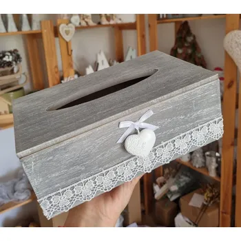 Zásobník na papírové ručníky Dřevěný zásobník na kapesníky, šedý D5931