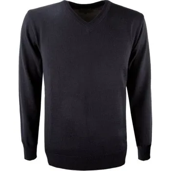Pánská móda Kama pánský pletený Merino svetr 4104 110 - černá XXL