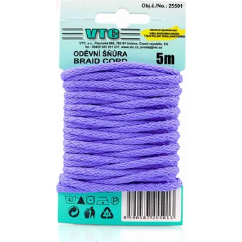 Šňůra na prádlo VTC Oděvní šňůra 5 m na kartě - 23 šeříková