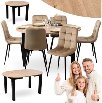 Jídelní stůl Rozkládací jídelní stůl dub artisan + 6 židlí Mebel Elite