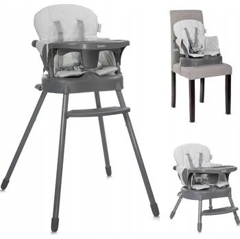 Jídelní židlička Jídelní židlička 3v1 s nastavitelným táckem, popruhy a eko kůží Lorelli šedá