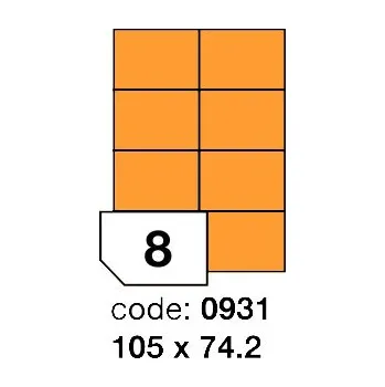 Kancelářské potřeby Samolepící etikety Rayfilm Office 105x74,2 mm 100 archů, fluo oranžová, R0133.0931