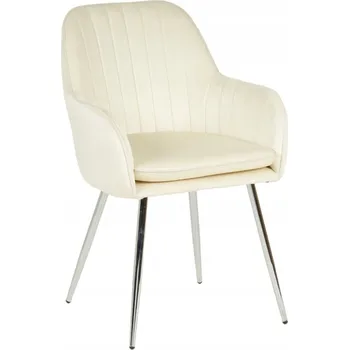 Jídelní židle MIA Béžová velurová židle s chromovanýma nohama do jídelny nebo obýváku