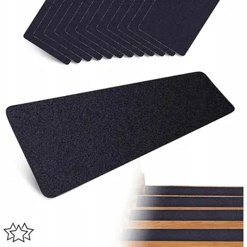 Nášlap na schod Nášlapy na schody protiskluzové odolné černé 10x76cm 10 Ks samolepicí