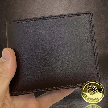 Peněženka Slim kožená peněženka a vlastní monogram, daruj originálně Vyberte variantu: + ražba monogramu (A) Okrasně Monotype Cors. + Akce - zlatá mince Pro štěstí ZDARMA