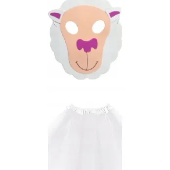 Karnevalový kostým SUPER Kostým Ovce Ovečka Beránek Tutu Bílé 30cm Maska Pěna 2el MK840