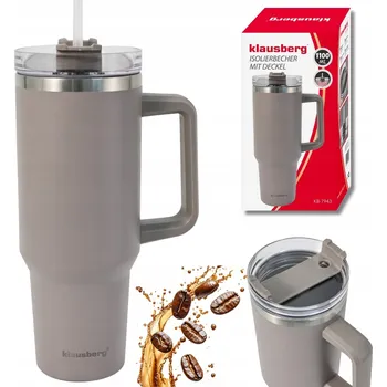 Termoska KLAUSBERG KB-7943 VELKÝ Termohrnek 1100 ml s uchem a brčkem, béžový