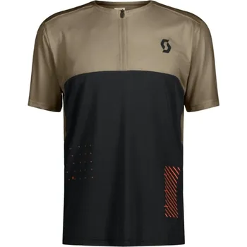 cyklistický dres Triko SCOTT Trail Vertic Zip SS Toastbeige/Black - L