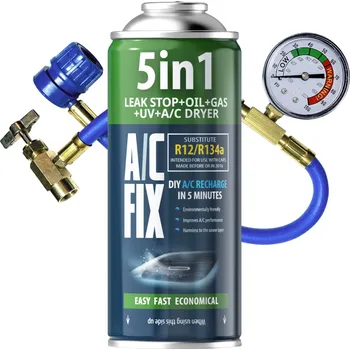 Náplň klimatizace Plyn do klimatizace AC FIX 5v1 R134a hadice těsnicí UV látka vysoušeč olej