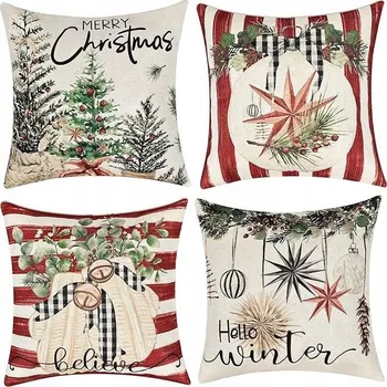 Povlak na polštářek Vánoční povlak na polštář 45x45 cm, červený, sada 4 kusů