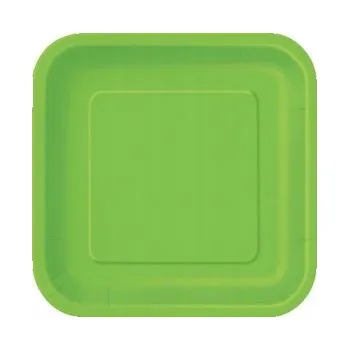Talíř Papírové talíře, zelené, čtvercové, 18 cm, 16 ks