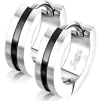 Náušnice Šperky4U Ocelové náušnice kruhy, barva černá - OPN1640-K