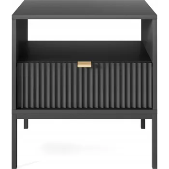 Noční stolek Noční stolek se zásuvkou do ložnice Crow S54 / Černý + černý rám