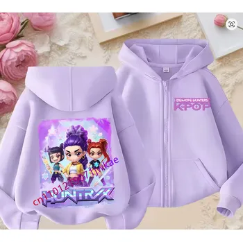 Dětská móda KPop Demon Hunters (Lovkyně démonů) KPop Demon Hunters dětská mikina s potiskem (fialová) Varianta: No. 4, Velikost: 130