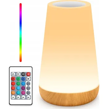 Lampička Noční Lampa LED RGB do ložnice Vícebarevná Dálkový Ovladač Bezdrátová