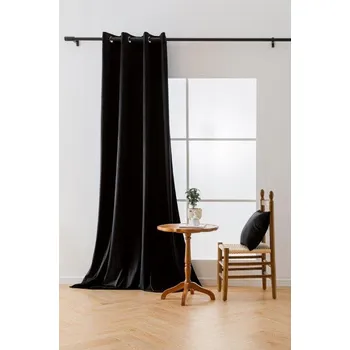 Závěs Černý zatemňovací závěs VELVET 140x250 cm Zavěšení: Kovové kroužky