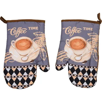 Sada 2 šedých chňapek s magnetem COFFE BREAK