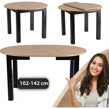 Jídelní stůl Stůl kulatý rozkládací Mebel Elite 102 x 102 x 76 cm černý, dub artisan