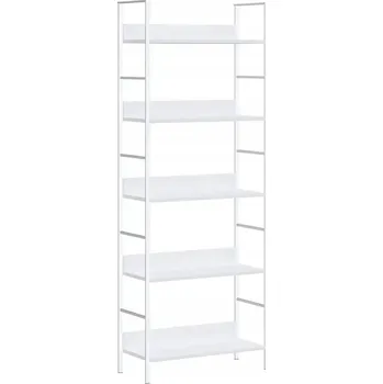 Knihovna Industriální regál s 5 policemi, bílý, 60x27,6x158,5 cm, dřevěný, st