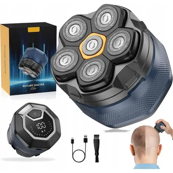 HOLICÍ STROJEK ELEKTRICKÝ PÁNSKÝ NA HOLENÍ HLAVY MAGNETICKÝ 6 ČEPELÍ 6D IPX7