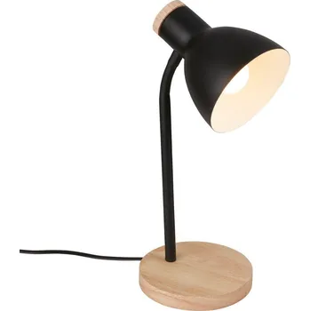 Lampička BRILONER Prep stolní lampička - s vypínačem, E14 patice, max. 10W, černá / dřevo - BRILO BRILO 7659015