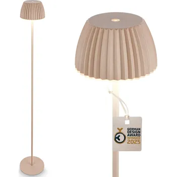 Stojací lampa BRILONER nabíjecí stojanová lampa Riffle - 124 cm, 4,2W, 400lm, bezdrátová, LED, stmívatelná, dotykový vypínač, béžová - BRILO BRILO 1238011