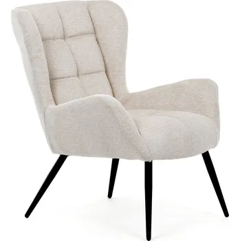 Křeslo Relaxační křeslo ušák QUEEN — látka, krémová