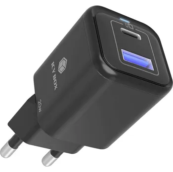 Mobilní telefon ICY BOX Wandladegerät mit 20 W Adaptér USB-C, 20 W, černá