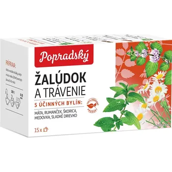 Čaj čaj popradský bylinný Žaludek a trávení 15 sáčků (porcovaný čaj 15x1,5g)