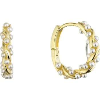 Náušnice Pozlacené kruhy s perličkami 11810.1