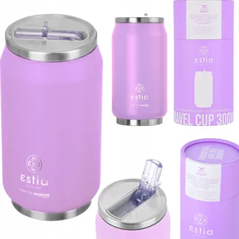 Termoska Fialový TERMOHRNEK SE SLÁMKOU termoska na kávu, čaj Estia 300 ml