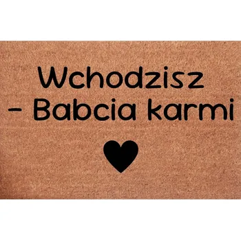Rohožka Kokosová rohožka ke dveřím Den babičky - Vstupuješ, babička krmí