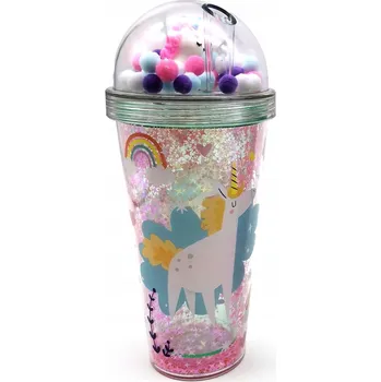 Hrnek Jednorožec s dvojitou stěnou, brčkem a víčkem 500 ml