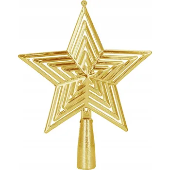 Vánoční dekorace Hvězda na špičku vánočního stromku nerozbitná zlatá ozdoba 18 cm
