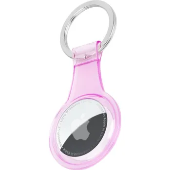 Transparentní obal s klíčenkou pro AirTag - růžový