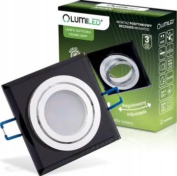 Halogenové svítidlo SKLENĚNÉ Stropní ARIAN LUMILED Čtverec Nastavitelné Černé