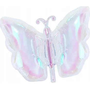 Balónek Fóliový balónek Velký Holografický MOTÝL 74 cm HOLO dekorace