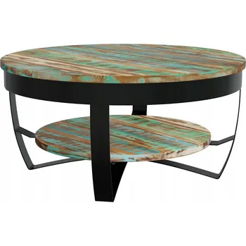 Konferenční stolek Dřevěný retro konferenční stolek 65 x 32 cm, masivní recyklované dřevo, ocelová podnož