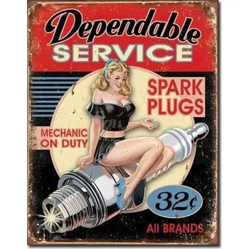 Plechová cedule D.E. metal signs Plechová cedule DEPENDABLE SERVICE 40 cm x 32 cm