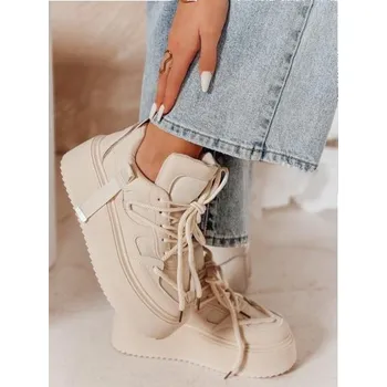 Dámské tenisky Dámské tenisky na vysoké platformě UPSOLE béžové