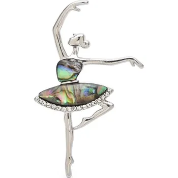 Souprava šperků B-TOP Elegantní stříbrná brož Balerína s pravou perletí a kamínky