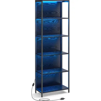 Knihovna VASAGLE Regál s LED osvětlením polic 60 x 179 x 30 cm černý