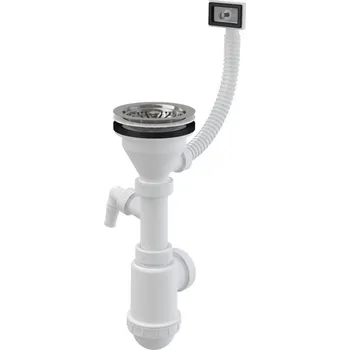 Sifon Alcaplast Alcadrain sifon dřezový s nerezovou mřížkou d115, flexi přepadem a přípojkou A447P-DN5040