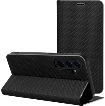 Náhradní kryt pro mobilní telefon Kryt Luna Book Carbon Samsung Galaxy S25 FE Black
