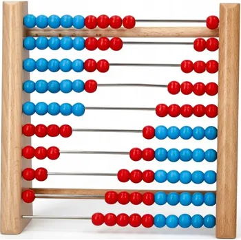 Dětské počítadlo POČÍTADLO ČERVENO-MODRÉ DŘEVĚNÉ 1-100 POČÍTADLO MATEMATICKÉ