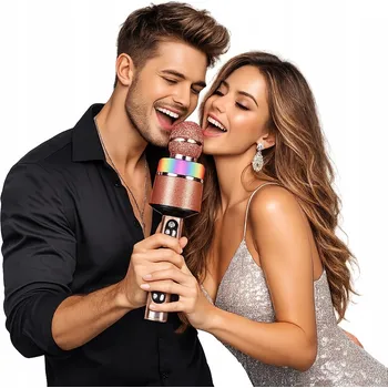 Mikrofon BEZDRÁTOVÝ KARAOKE MIKROFON S BLUETOOTH REPRODUKTOREM PRO DĚTI + LED