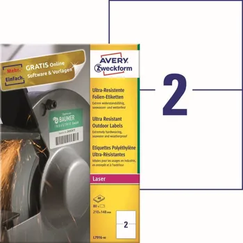 Kancelář Ultra odolné etikety 210 x 148 mm, 40 listů A4 L7916-40