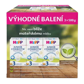 Kojenecká výživa HiPP Batolecí mléko Junior Combiotik 3, 12m, triopack 1,5 kg 1500 g